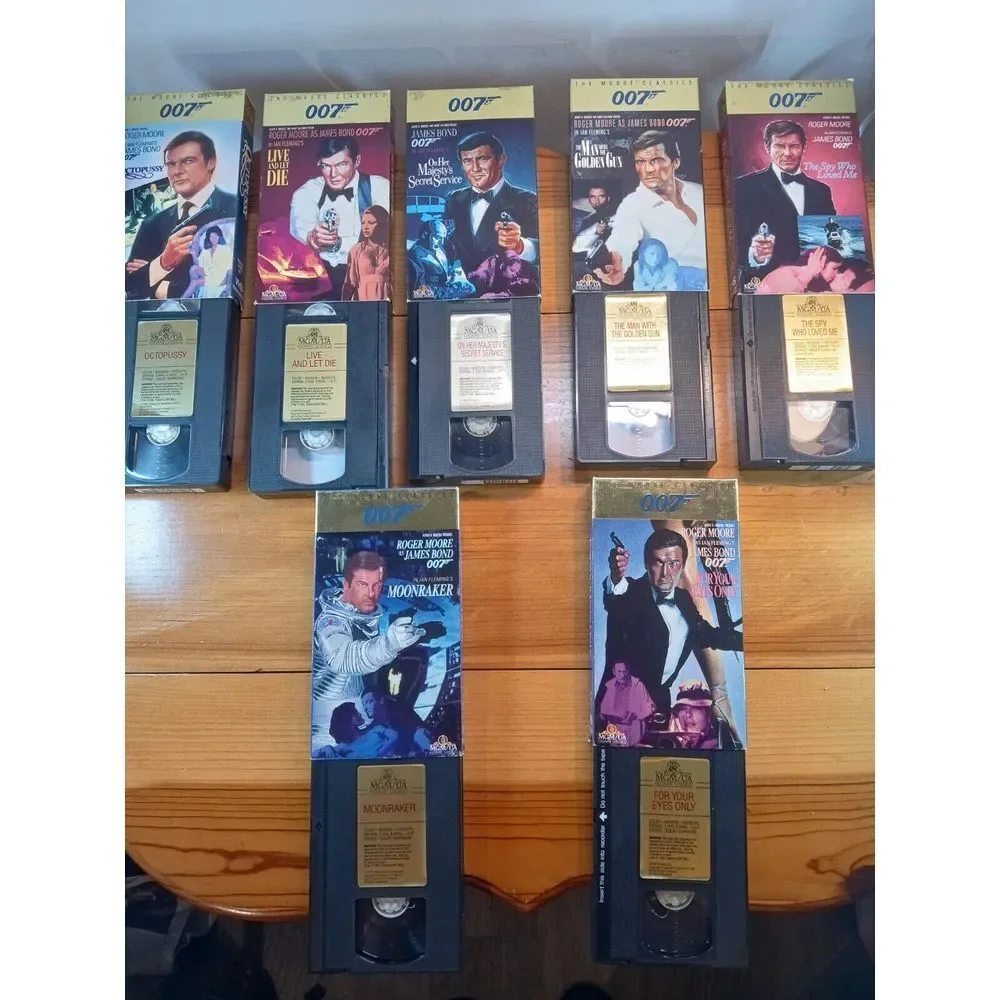 James Bond 007 Roger Moore (VHS) 1988 Lot Of 7 Live And Let Die Octopussy & More